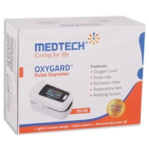 MEDTECH OXYGARD OG 05 Pulse Oximeter, Fingertip Blood Oxygen Saturation Monitor with SpO2, Pulse Rate, Perfusion Index & Respiratory Rate, Dual OLED Display, Auto Shut Off, White
