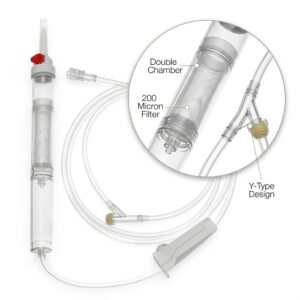 Medomet Y-Type Blood Transfusion Set 200 Micron Filter Close Up